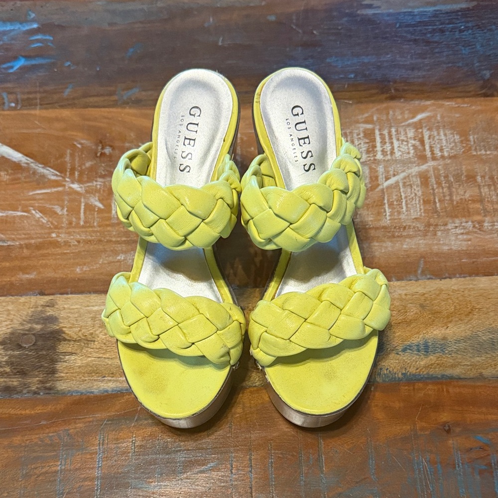 Guess Women's Lemon/Lime Braided Platform Heels (size:6)